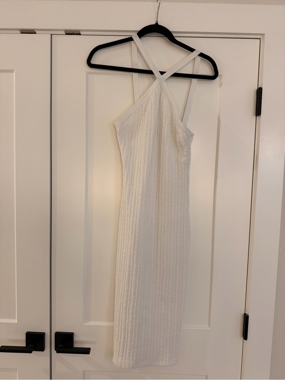 Zara Cream Cross-Back Knit Midi Dress